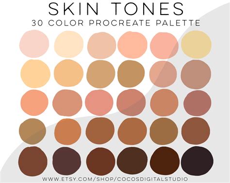 procreate skin tones color palette procreate skin swatches  fashion