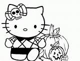 Halloween Kitty Coloring Hello Pages Spooky Cat Kids Scary Printable Cutouts Bow Cliparts Outline Colouring Color Clipart Print Cute Sanrio sketch template