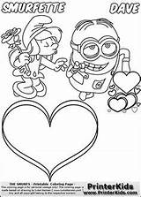 Coloring Frozen Minions Minion Valentines Disney Printouts Malebøger Colouring Dave Printerkids Rose Print Pages Two Heart Book Despicable Her sketch template