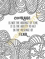 Coloring Book Printable Adult Instant Courage Quote Pdf Absence Fear Abstract Etsy sketch template
