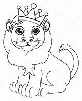 Leone Colorare Lion Coloration Couronne Verres sketch template