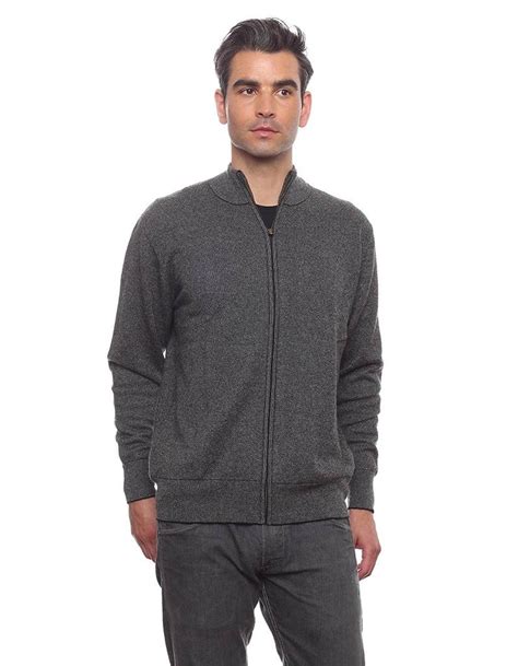 Men S Cashmere Jacquard Cardigan Sweater By Invisible World Gray Or