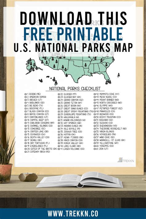 printable list  national parks  state
