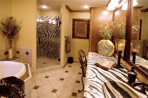 African Bathroom With Zebra Countertop Eclectic Bathroom St Louis