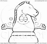 Mascot Chess Wanting Loving Knight Hug Clipart Cartoon Thoman Cory Outlined Coloring Vector sketch template