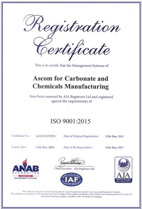 product quality certification accm