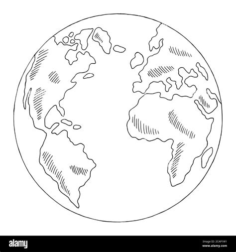 globus erde grafik schwarz weiss isoliert skizze illustration vektor