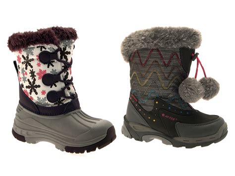 tec kids girls waterproof snow boots warm winter flat ski shoes size uk