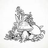 Mushroom Coloring Drawing Mushrooms Pages Decorative Graphics Flowers Drawings Morel Mandala Vector Book Flower Coloriage Fairytale Colouring Nature Getdrawings Easy sketch template