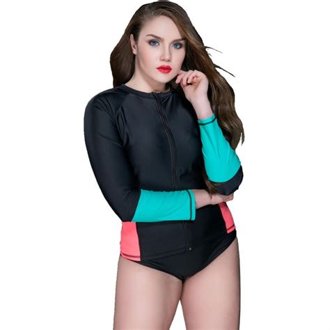 2017 Long Sleeve Rash Guard Set Women Swimwear Plus Size Swimsuit Swim