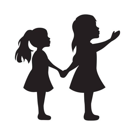 Silhouette Of A Two Sisters Illustrations Royalty Free Vector Graphics
