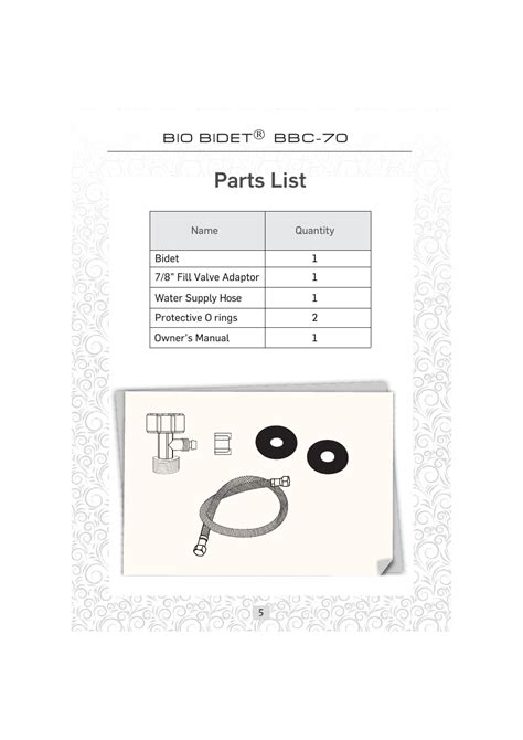 installation manual operating instructions parts list bio bidet simplet bidet attachment