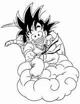 Goku Dragon Nimbus Flying Ball Coloring Pages Son Cartoon Drawing sketch template