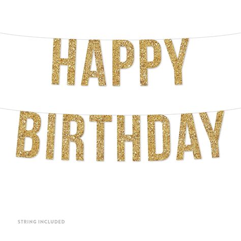 gold happy birthday banner includes string  assembly required
