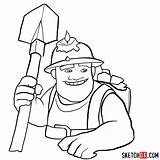 Clash Clans Miner Draw Games Step Drawing sketch template
