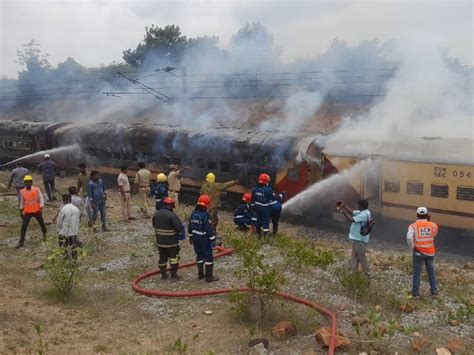 video  coaches  falaknuma express gutted  fire