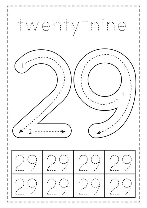 tracing number twenty  preschool worksheet black  white