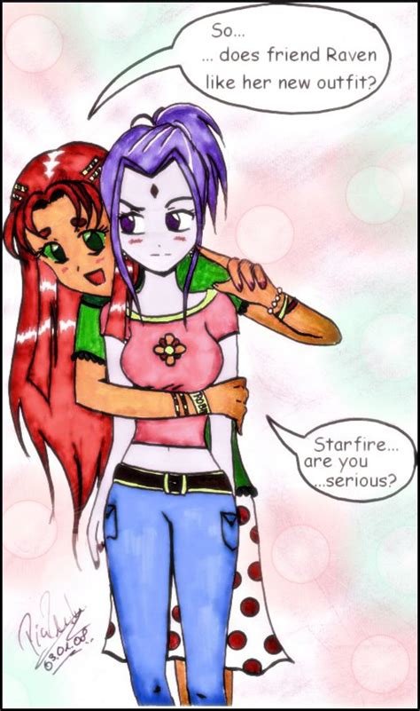 The Mall Starfire And Raven By Pizet On Deviantart