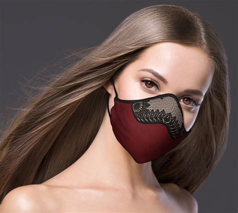 designer face mask red lace print fashion sexy