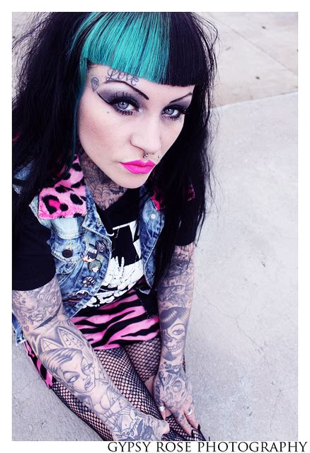 blue hair dyed hair gothabilly pink leopard psychobilly image