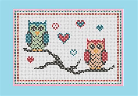 owl cross stitch pattern lovebird owls
