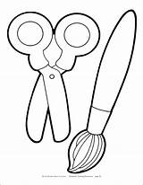 Paintbrush Scissor Colouring Colorear Getdrawings Getcolorings Unlined sketch template