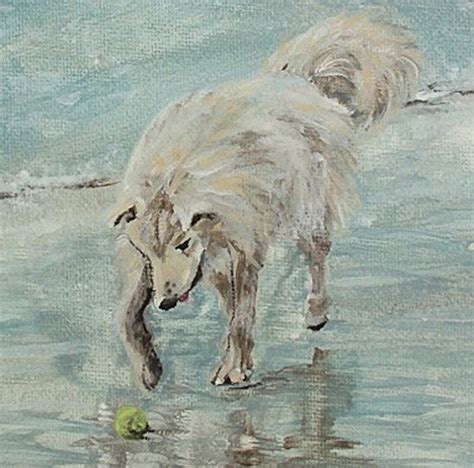 dog ocean giclee print ocean dog dog painting portrait beach dog original dog fetches tennis