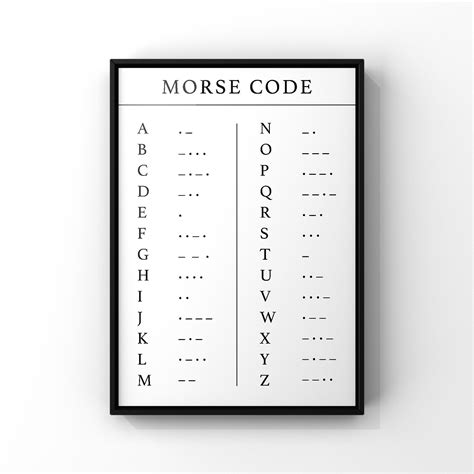 Morse Code Alphabet Chart Poster Print Sailing Signalling Code Wall