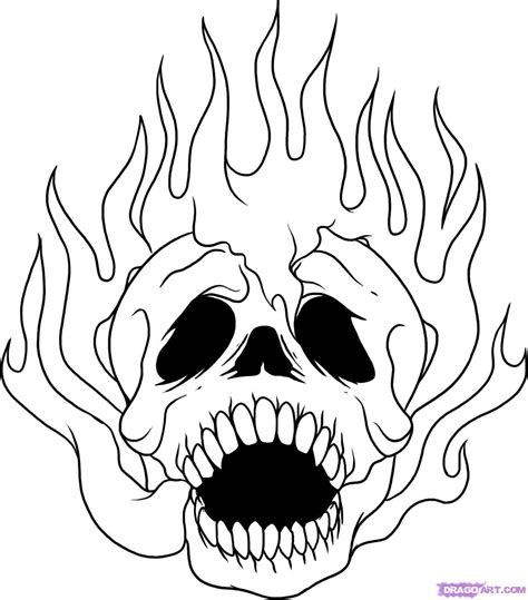 flaming skull coloring pages  getcoloringscom  printable