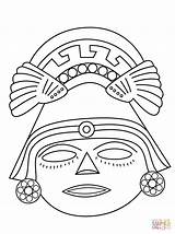 Mask Mayan Coloring Pages Template Aztec sketch template