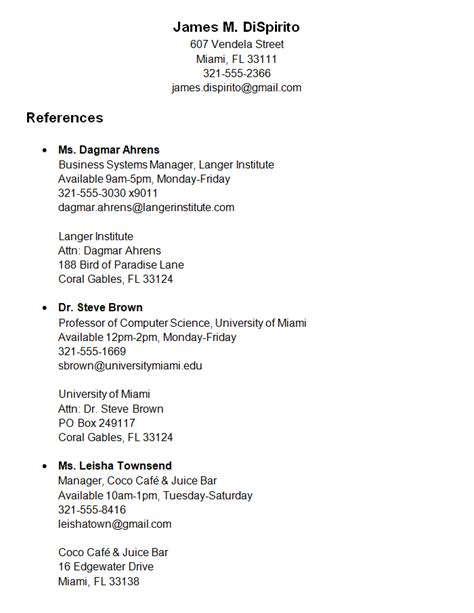 reference list template  job