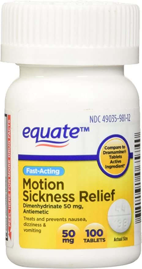 equate motion sickness  mg  tablets antivomitingnausea compare