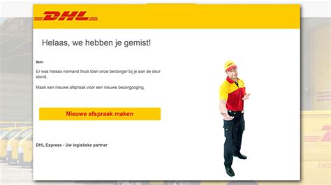 phishingmail van dhl helaas  hebben je gemist radar het consumentenprogramma van