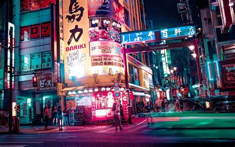 Japan Tokyo Night Urban Lights Neon Street • For You For And Mobile