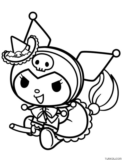 cute witch broom coloring page turkau