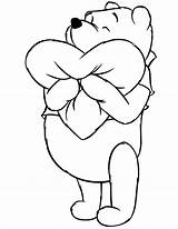 Pooh Winnie Coloring Pages Printable Bear Hugging Drawing Colouring Pillow Heart Clipart Disney Characters Line Cartoon Cliparts Face Clip Bears sketch template