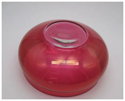 vintage ruby flashed czech bohemian clear cutting candy dish 1960 70s