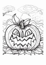 Coloring Pumpkin Scary Pages Halloween Formsbank sketch template