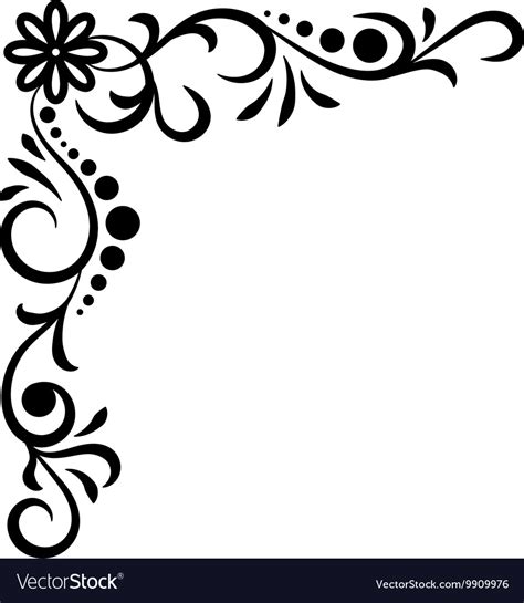 Doodle Abstract Handdrawn Corner Flower Royalty Free Vector