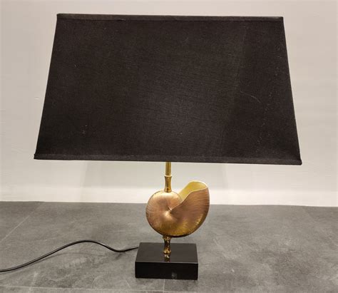 vintage brass nautilus shell table lamp