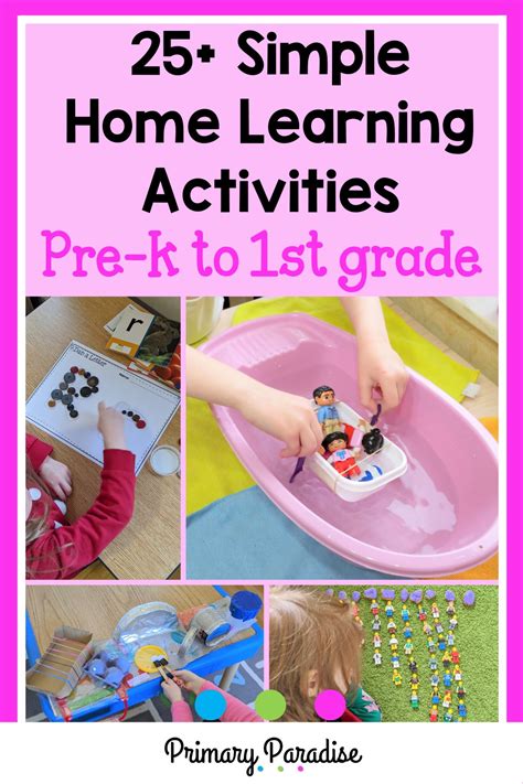 simple home learning activities  pre    grade