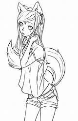 Fox Coloring Anime Pages Girl Cat Cute Neko Lineart Girls Color Chibi Kitsune Printable Drawing Tomboy Ears Deviantart Kids Manga sketch template