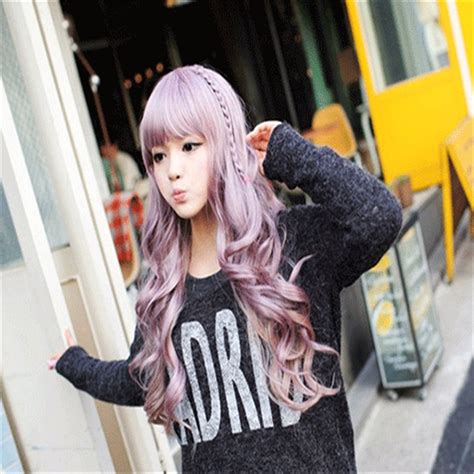 Korean Women Wigs With Bangs Cheaps Full Taro Wig Curly Long Light