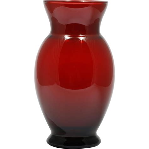 Anchor Hocking Royal Ruby Vase Red Vintage Art Glass 1960s Mid Century