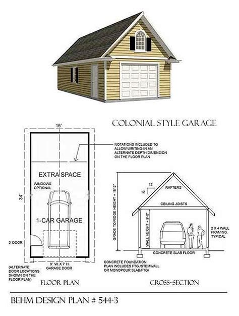 oversized  car colonial style garage plan     behm garage plans garage plans