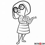 Incredibles Drawing Edna Mode Draw Step Cartoon Easy Sketchok Drawings Paintingvalley Characters sketch template