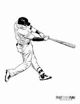 Pitcher Basebal Swinging Bat Etching Printcolorfun sketch template