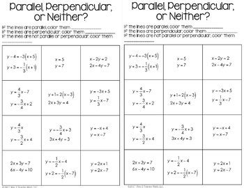 parallel  perpendicular lines equations foldable    teaches math