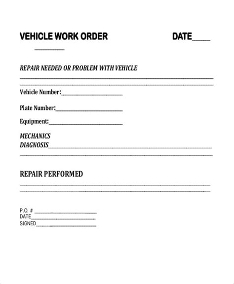 vehicle order templates word google docs