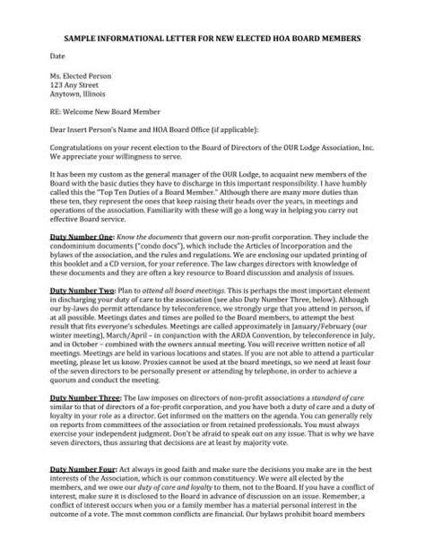 board member  letter
